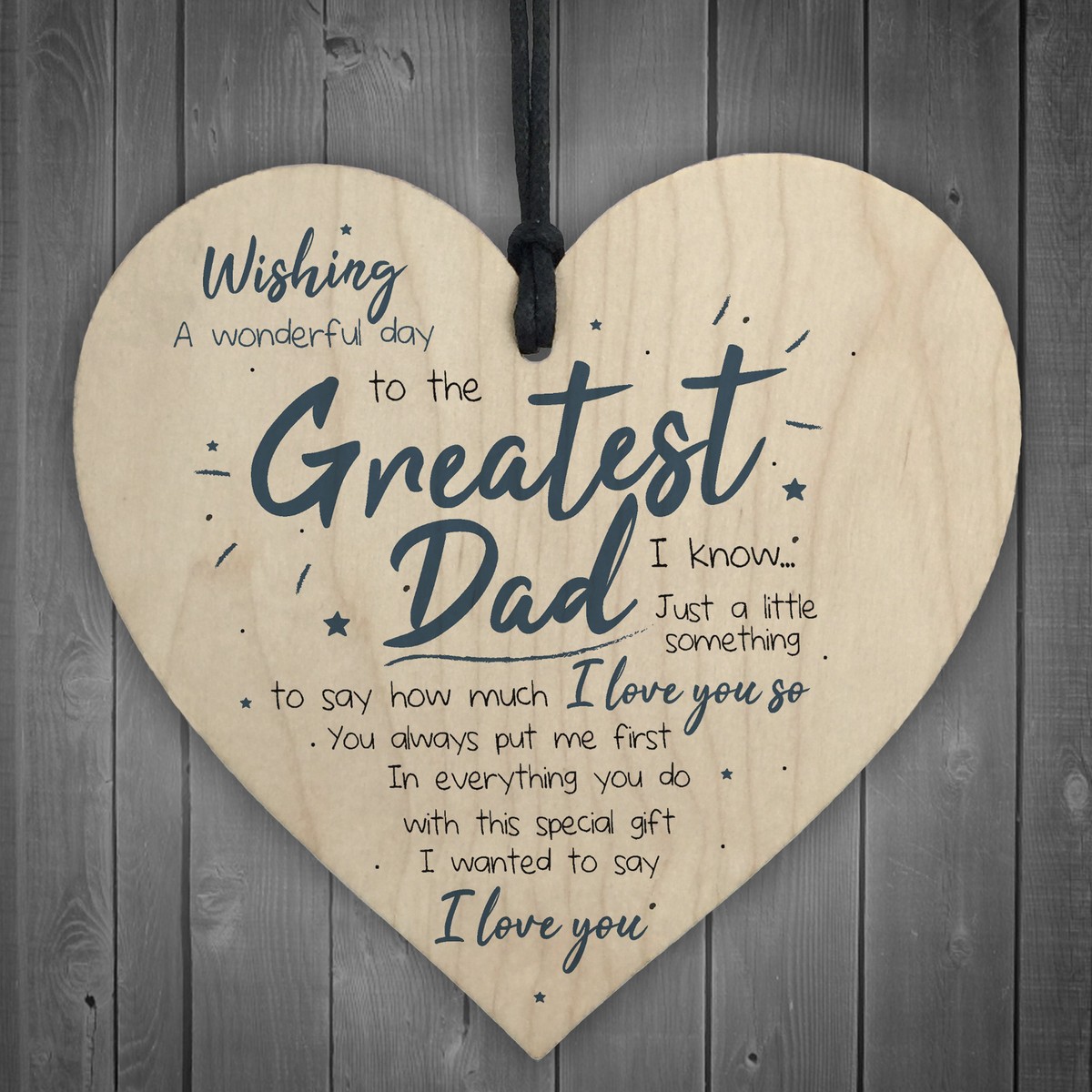 Greatest Dad Fathers Day Dad Daddy Hanging Heart Sign Thank You
