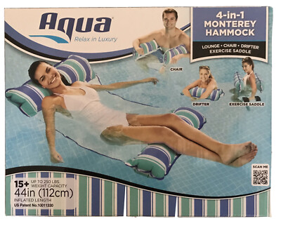 NEW Aqua 4-in-1 Monterey Hammock 44in Pool Lounge Chair
