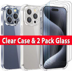Case For iPhone 16/15/14/13 Pro/Plus/Max Clear Gel Phone Cover +Screen Protector