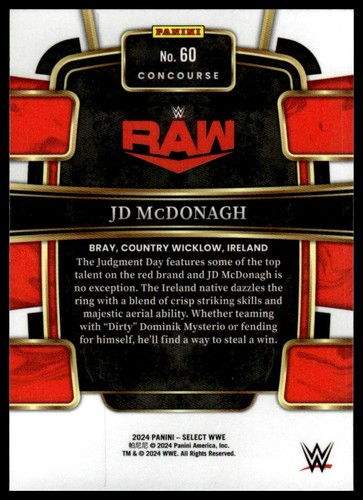 2024 Panini Select WWE #60 JD McDonagh Red and Blue - Picture 2 of 2