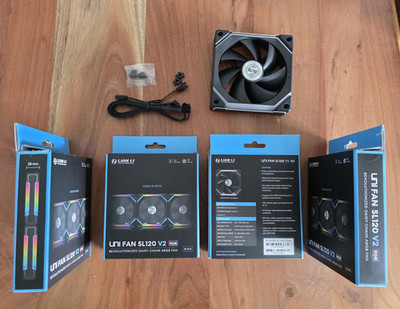 LIAN LI UNI FAN SL120 V2 RGB 120mm Gehäuselüfter Schwarz 4er-Set
