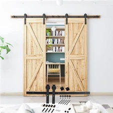 Sturdy 10 FT Barn Door Hardware Kit Easy To Install Closet Barn Door in Black