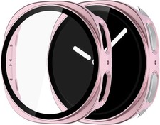2-Pack Case for Samsung Galaxy Watch 8 40mm Hard PC Bumper Tempered Glass