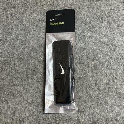 Nike Headband Mens One Size Black Terry Logo Moisture Wicking Athletic New