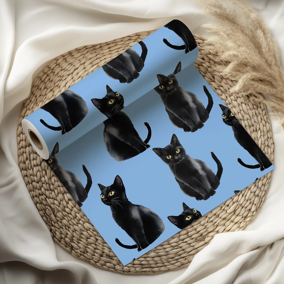 Halloween Black Cat Wrapping Paper Sheet Spooky Present Gift Wrap W102 - Image 4 of 4