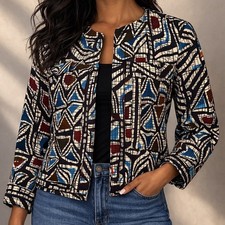 Ruby Rd. Blazer Tribal Aztec Novelty Print Cr...