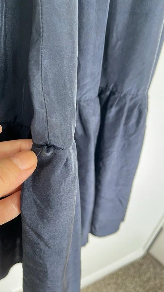 Falda Paracaídas Calypso St Barth Azul Marino 100% Seda Cintura Elástica Talla Grande Foto 4 de 4