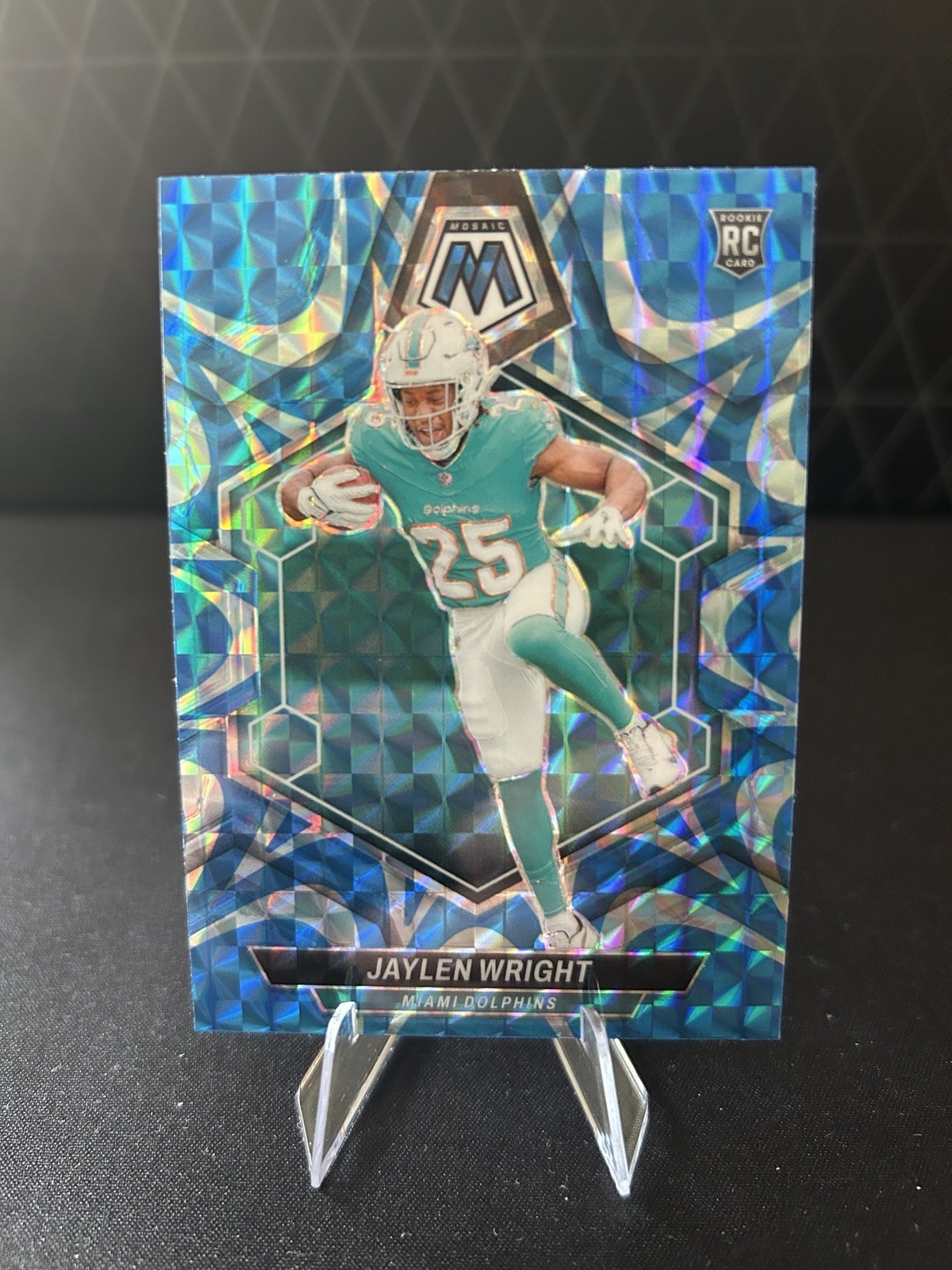 2024 Panini Mosaic - Rookies Jaylen Wright #383 Reactive Blue Mosaic Prizm (RC)