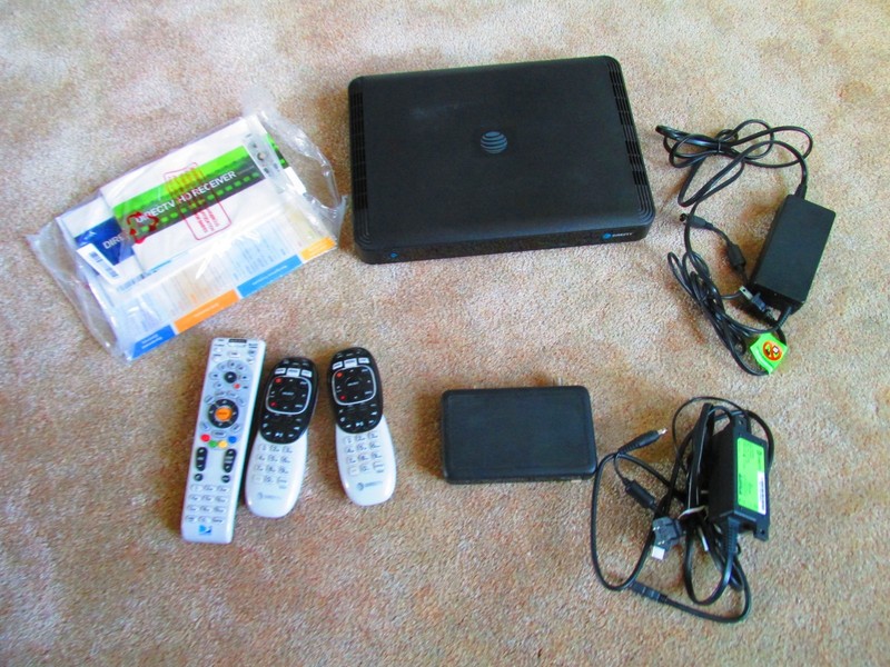 DirecTV HR54-500 Genie receiver box, Genie mini, power cords, 3 remotes