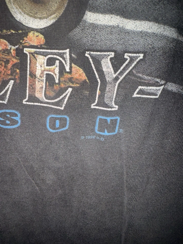 Vintage 90s Harley Davidson Wolf Western T Shirt Sz L Distressed - Image 3 of 4