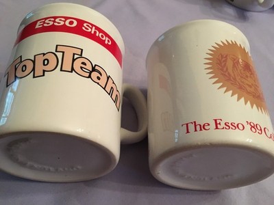 original vintage kaffeetassen x 2 esso shop top team und esso 1989 sammlung