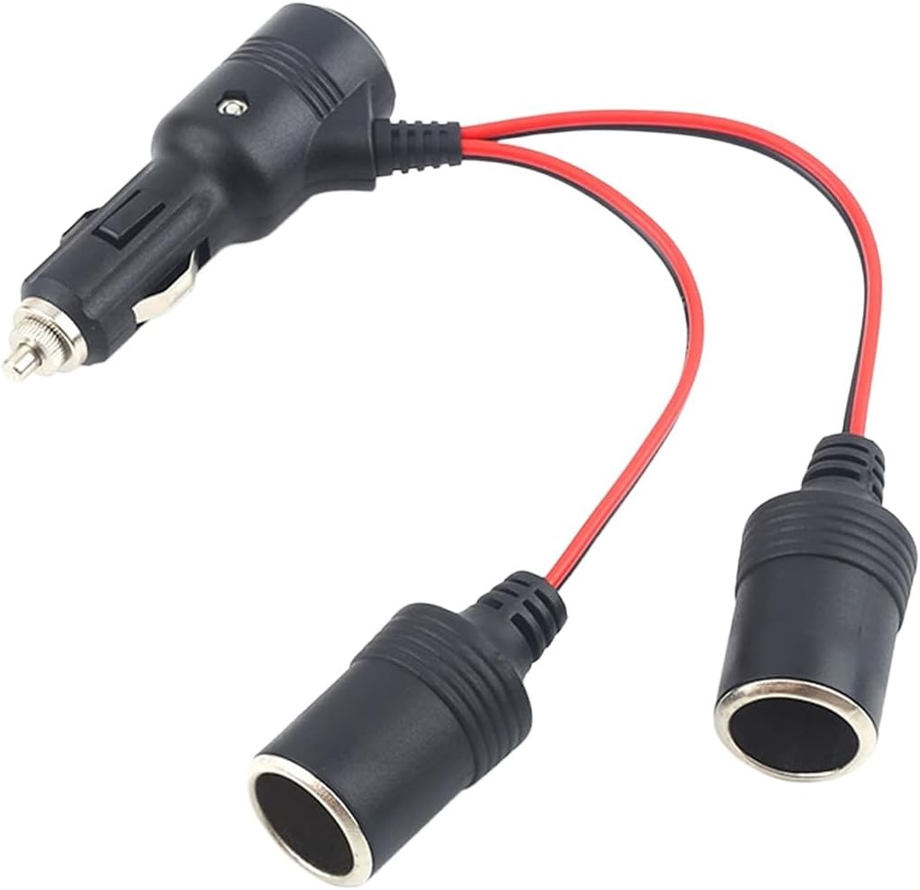 Dual Car Cigarette Lighter Splitter Adapter with On/Off Switch and Fuse