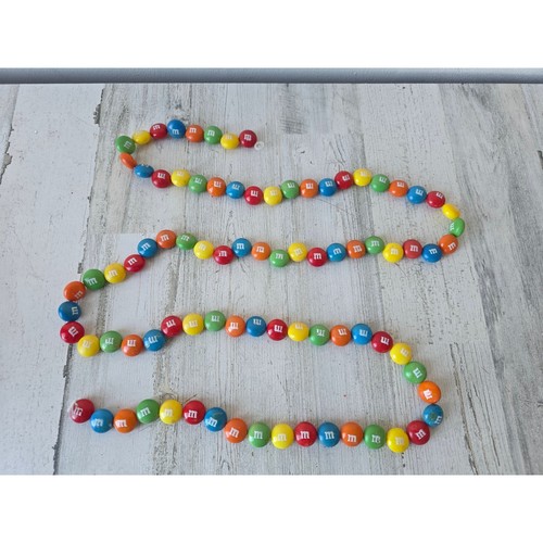 Vintage M&M Garland candy Xmas decor rainbow red blue green