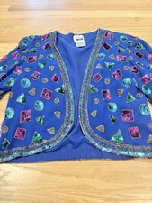Vintage Leslie Fay Evenings Sequin Jacket from India Sz Med