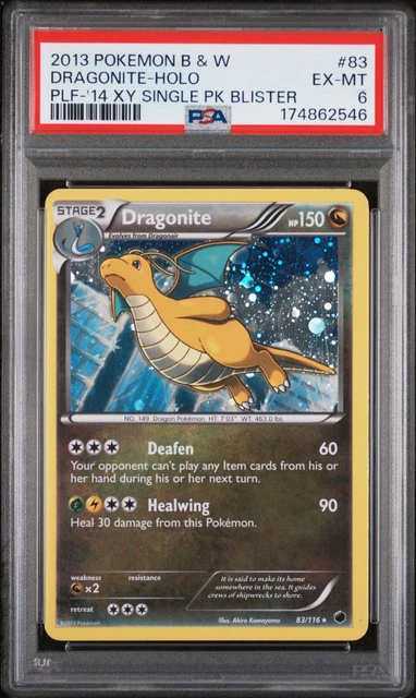 2013 POKEMON BLACK & WHITE PLASMA FREEZE #83 DRAGONITE-HOLO PSA 6