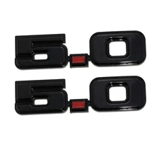 2Pc 5.0 Fender Door Emblem 3D Gloss Black Red Dot Badge Fits 1979-1993 Mustang