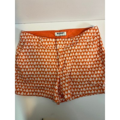 Old Navy Womens Orange White Sailboat Print Chino Shorts Size 4 Nautical Summer