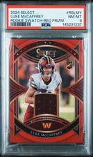 2024 Panini Select - Rookie Swatches Luke McCaffrey #RS-LMY Red Prizm (MEM, RC)