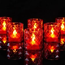 2" x 2" Acrylic Votive Candle Holders with Auto Timer Flameless Led Tealight,...