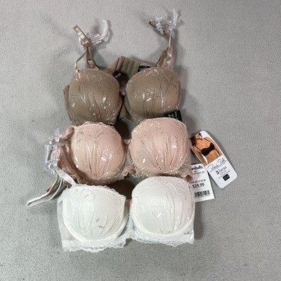Rene Rofe Bra Lot Womens 32A Neutral Lace Push Up Underwire Multiway 3 Pack New