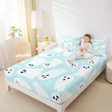 Kids Skull Ghost Twin Size Bed Sheet Set Home Decor,Cute Cartoon Ghost Style ...