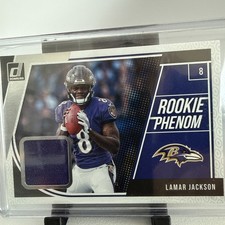 2018 Panini Donruss Rookie Phenom Lamar Jackson, Game Used Patch (RC) Card #17. rookie card picture