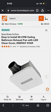 Broan-NuTone 80 CFM Ceiling Bathroom Exhaust Fan w/ LED Clean Cover, White