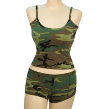 ROTHCO SET Tank Top  Booty shorts  GREEN CAMO "BOOTY CAMP" MEDIUM