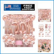 Complete Rose Gold 70th Birthday Party Set: Crown, Sash  Cake Topper Included
