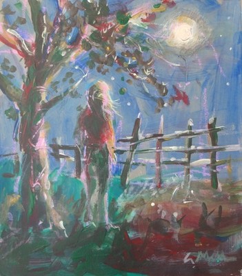 GERRY MILLER-Original Art. ''The Moon''. 21 x 23 cm.Unframed.