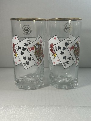 Pasabahce Glass Water Tumber Poker Hand Playing Card High Ball Drink Barware