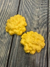 Vintage Play Kitchen Replacement Scrambled Eggs Faux Food Set 2" Yellow Plastic