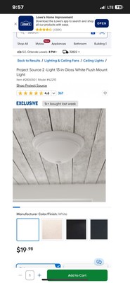 Project Source Light - White Flush Mount Light (2-Light, 13-in Round NEW 