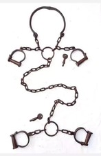 Handcuff With 2 Key Antique Handcrafted Rare Neck Leg  Hand Shackles Cuffs