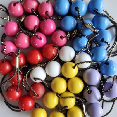 Vintage 80s Beaded Ponytail Holders Lot Bright Primary 