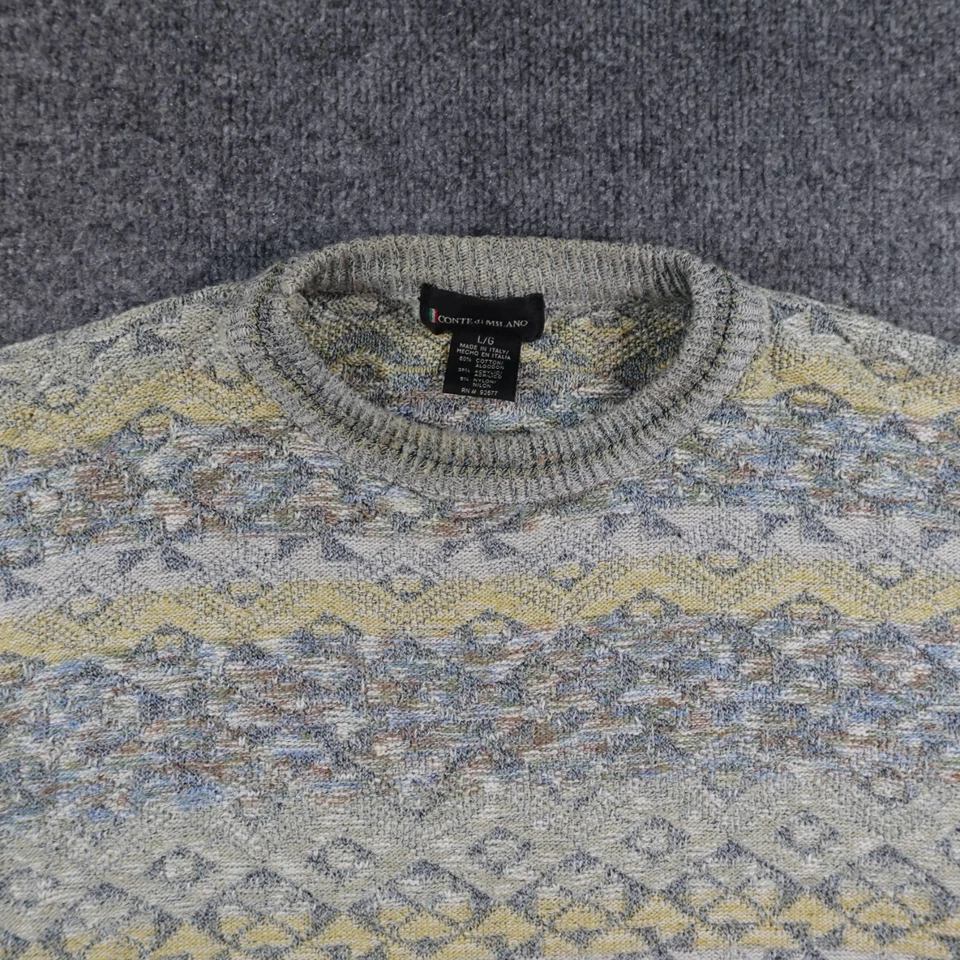 Винтажный мужской свитер Conte Di Milano L коренастый вязаный цветной пуловер Cosby 90-е 14676 - Изображение 2 из 4