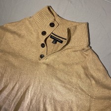 Banana Republic Sweater Men XL 1/4 Button Pullover Light Brown