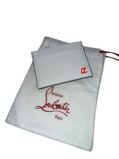 Christian Louboutin Kios Leather Card Holder Bianco White Fluo Orange NEW Bag