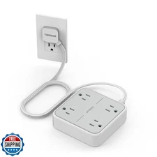 Surge Protector Power Strip, TESSAN 5 ft Extension Cord Flat Plug with 4 Wide