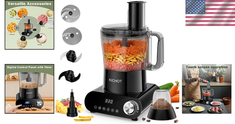 Effortless Meal Prep - 12-Cup Food Processor with Touchscreen Control & Blades - Image 2 of 4