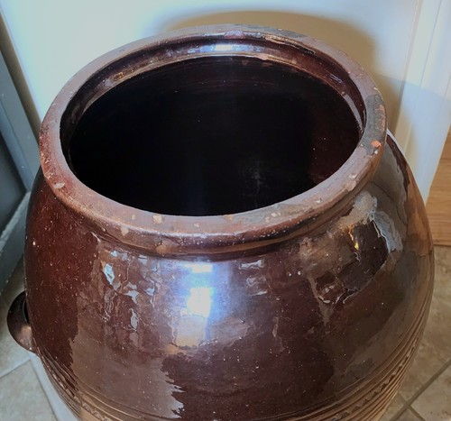 Large Antique 19th C Redware Korean Traditional Onggi Jar Fermentation Kimchi - Picture 8 of 18