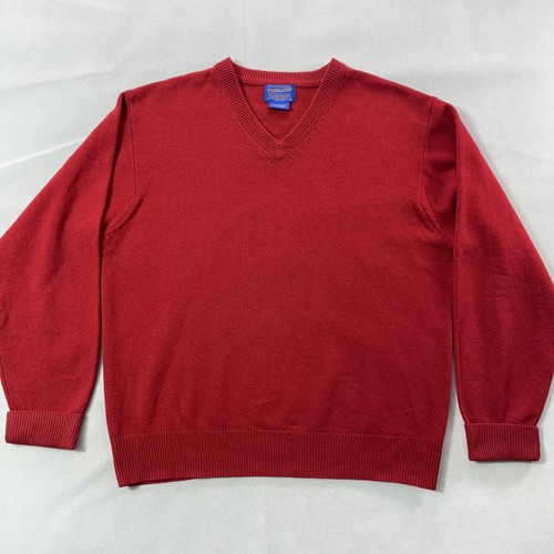 VTG Pendleton Sweater Mens Large Red 100% Lambswool V Neck Pullover Knit Classic - Picture 4 of 13