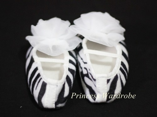 Zebra Print Infant Baby Crib Petti Shoes with Rosettes 4 Pettiskirt Unisex 0-18m - Bild 19 von 29