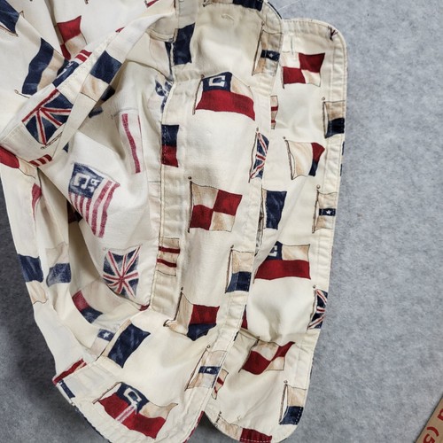 Camisa De Colección Chaps Ralph Lauren Para Hombres XL Crema Banderas Mangas Largas Abotonada - Imagen 6 de 9
