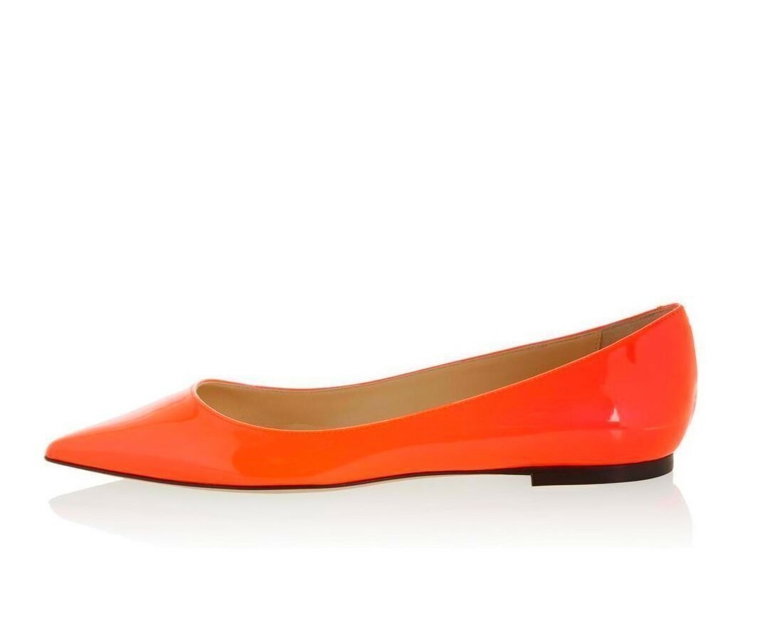 Womens JIMMY CHOO ALINA Designer Neon Orange Leather Pointy