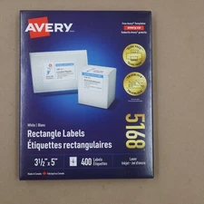 Avery 5168 Rectangle Labels Laser Inkjet White 3-1/2 x 5 Qty 400