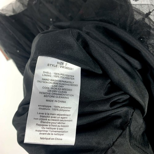 Vestido blanco Vera Wang para mujer 2 negro tul lentejuelas aplique dobladillo burbuja formal - Imagen 6 de 7