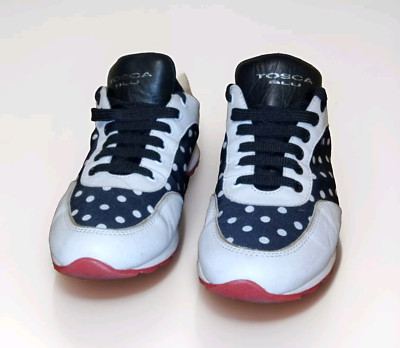 Women's TOSCA BLU Soft Leather Low Top Lace up Polka Dots Sneakers Shoes US 7