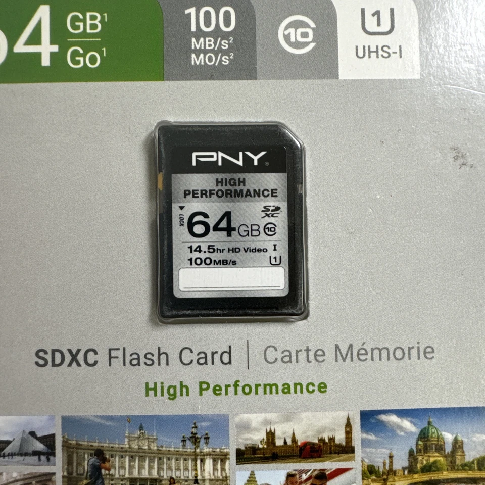 PNY High Performance SDXC 64GB Memory Card UHS-I U1 Class 10 P-SDXC64GU185-GE - Image 3 of 4