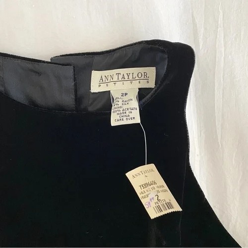 Top Ann Taylor Vintage Años 90 Terciopelo Seda Trasero Cristal Botón Cuello Alto Talla 2P Nuevo con Etiquetas - Imagen 8 de 8